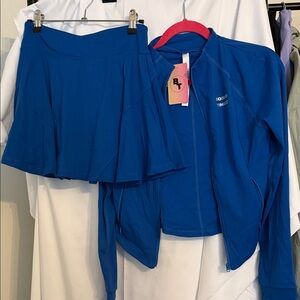 Blue Athletic Skirt and Jacket Set